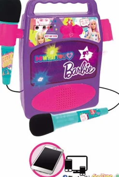 Altavoz inalambrico barbie 2 micros con luz - entrada para mp3 y móvil