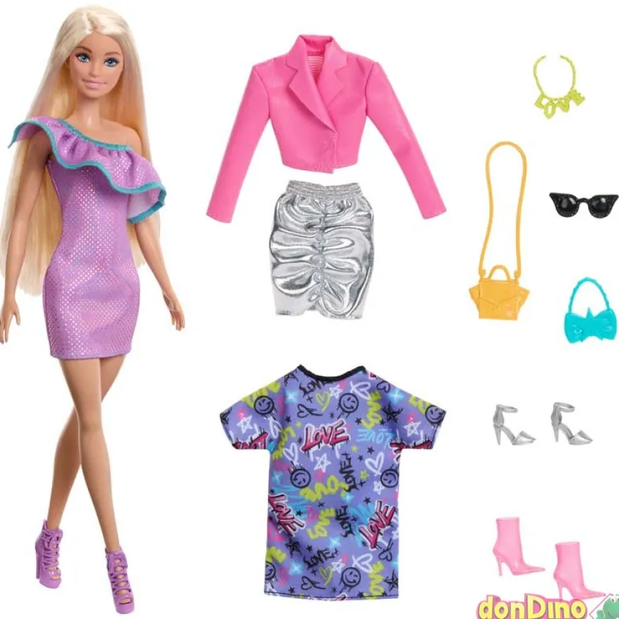 Barbie fashionista c/3 modas noche