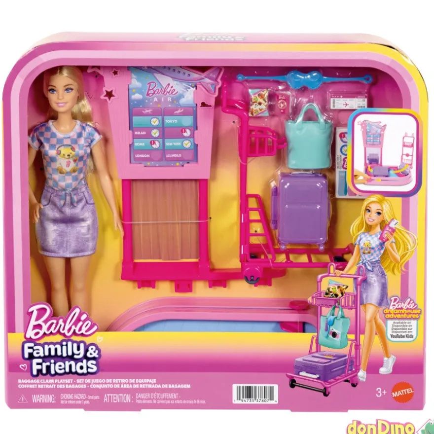 Barbie recogida de equipaje familia y amigos