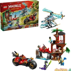 Batalla de vehiculos ninja junto a la casa del arbol lego ninjago