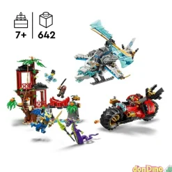 Batalla de vehiculos ninja junto a la casa del arbol lego ninjago
