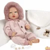Bebe reborn manuela 40 cm. rosa c/bolso y cojin