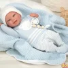 Bebe reborn paulo 40 cm. manta azul