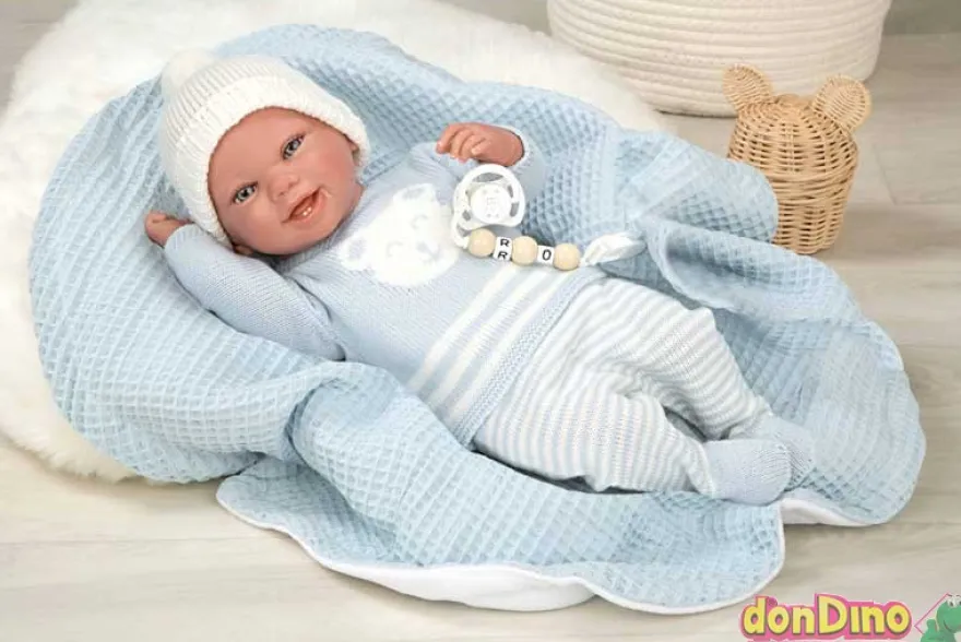 Bebe reborn paulo 40 cm. manta azul