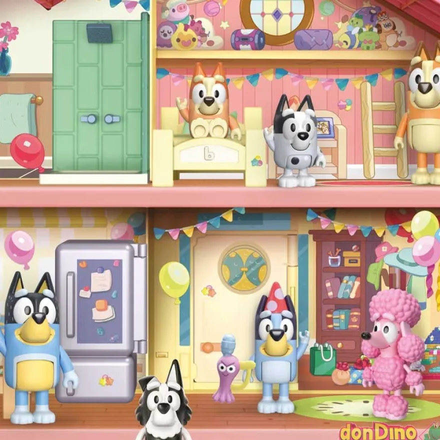 Casa celebracion bluey 11 pzas. y 1 figura de bluey