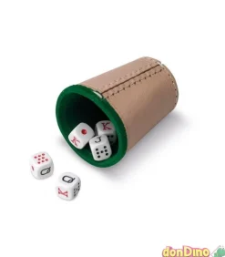 Cubilete cuero con dados poker