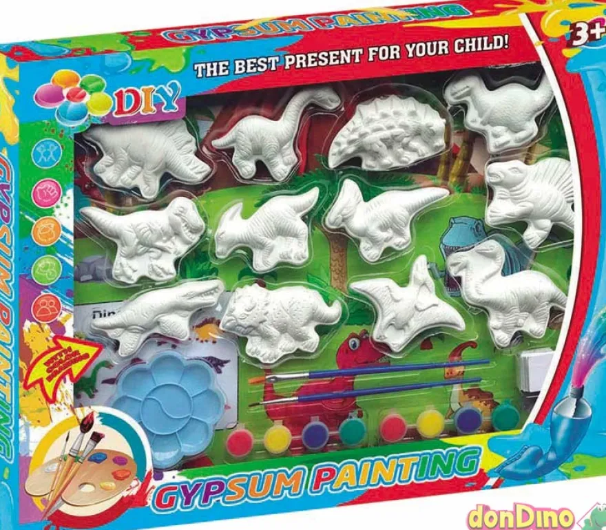Dinosaurios escayola con pinturas y accesorios