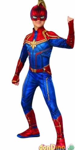 Disfraz capitana marvel 3-4 años traje completo con cubrebotas, cinturon, mascara