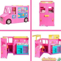 Furgoneta hamburgueseria barbie c/3 muñecas y 30 accesorios