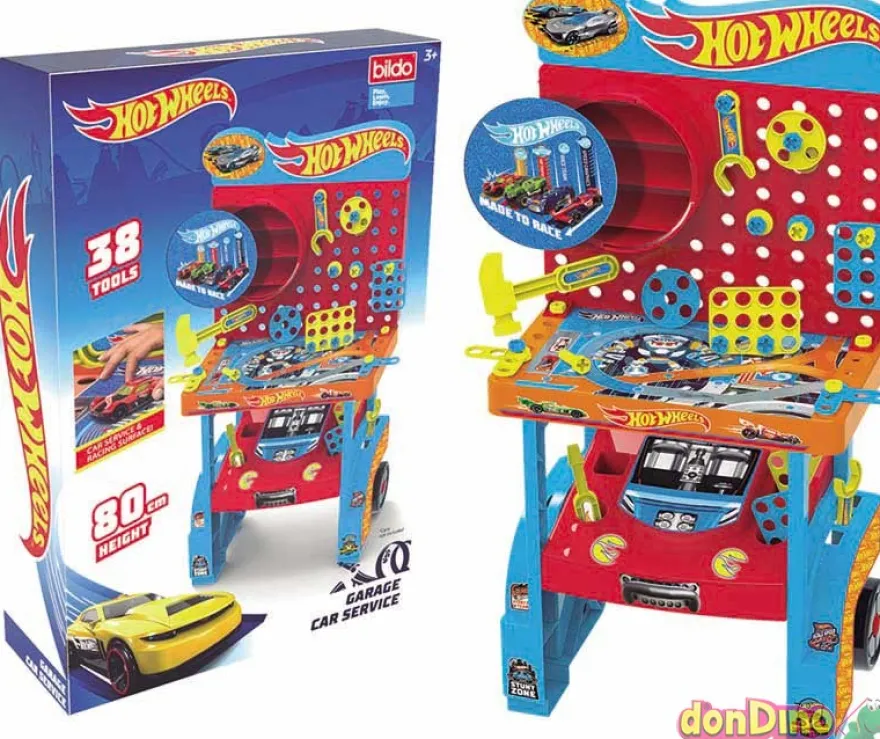 Garaje/banco herramient.hot wheels 38 herramientas - 80 cm.