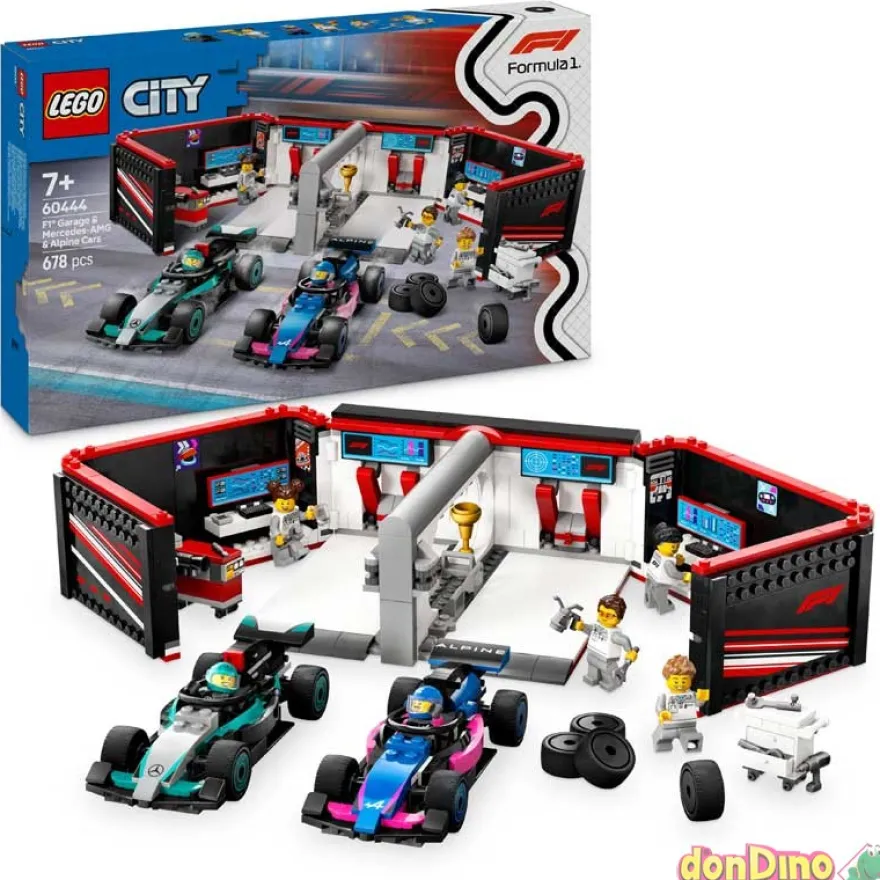 Garaje f1: mercedes-amg&alpine lego city formula 1 - 678 pzas.