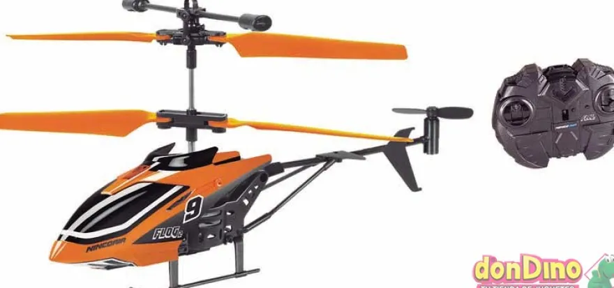 Helicoptero volador flog 2 r/c naranja - aluminio - con luz y batería