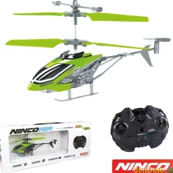 Helicoptero volador whip 2 r/c verde - aluminio - con luz y batería