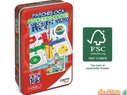 Juego parchis-oca puzzle caja metal madera