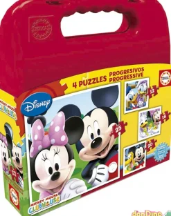 Maleta 4 puzzles progresivos mickey acabado brillante, 12-16-20-25