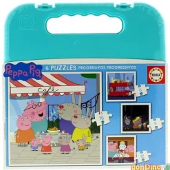 Maleta 4 puzzles progres. peppa pig 6-9-12-16