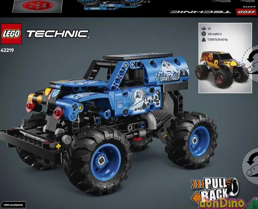 Monster jam grave diggert fuego y hielo lego technic - 263 pzas.