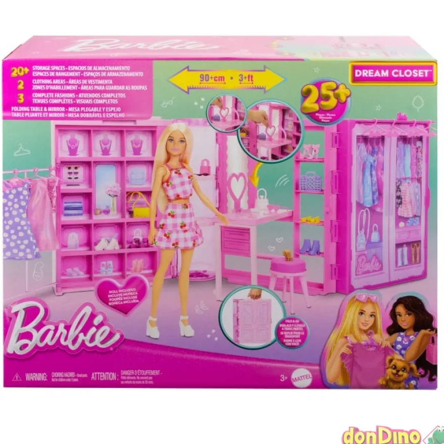 Muñeca barbie dream closet 25 pzas. vestidos y accesorios - 90 cm.