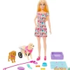Muñeca barbie paseadora de perros c/accesorios y silla de ruedas