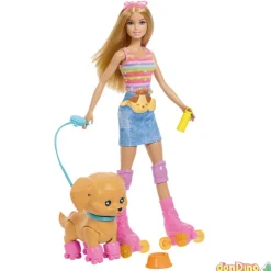 Muñeca barbie patina y corre con tu cachorro