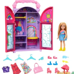 Muñeca chelsea barbie c/armario potatil, ropa y accesorios