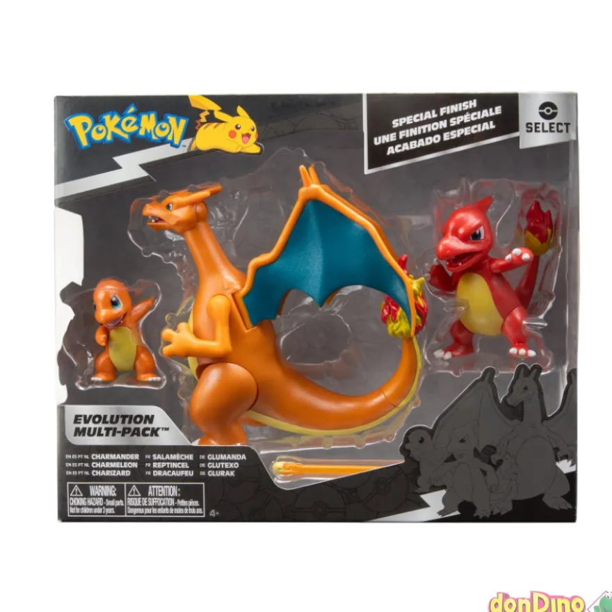 Multi-Pack Evolution Pokémon Acabado Especial Chamander-Charmeleon-Charizar