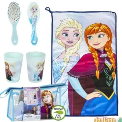 Neceser aseo viaje frozen vaso, cepillo y toalla