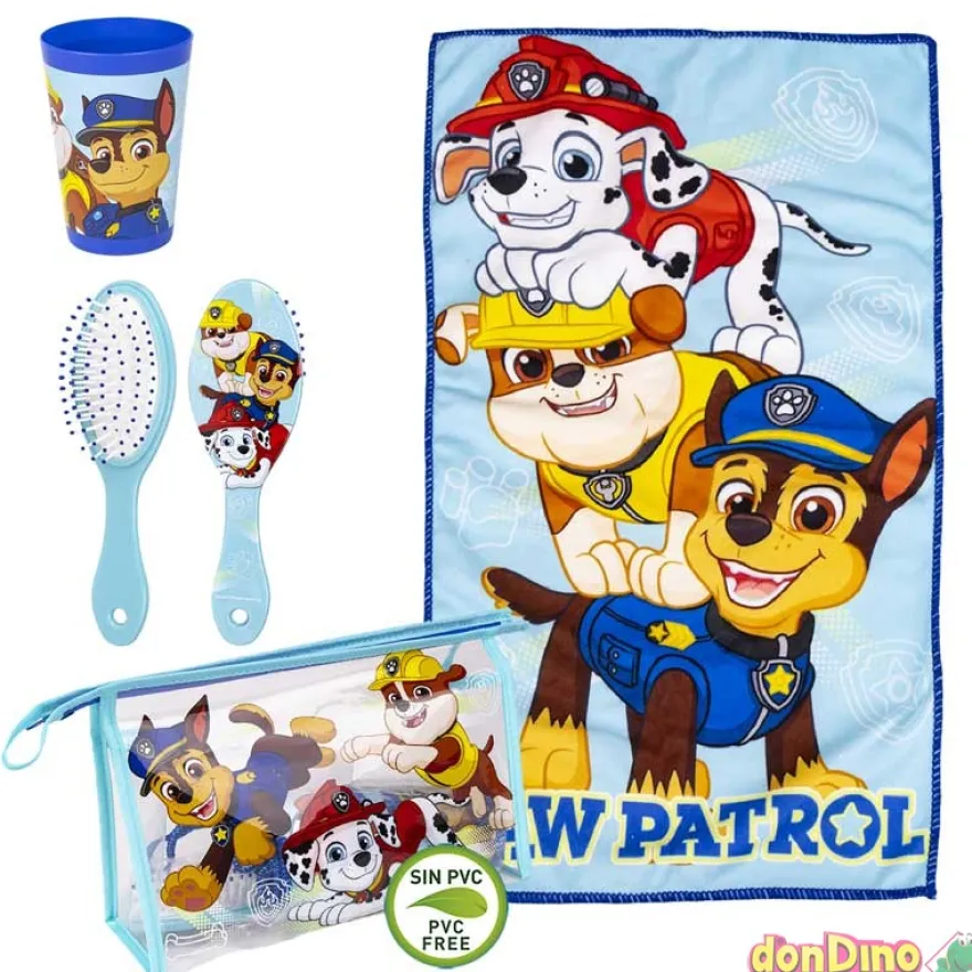 Neceser aseo viaje patrulla canina vaso, cepillo y toalla