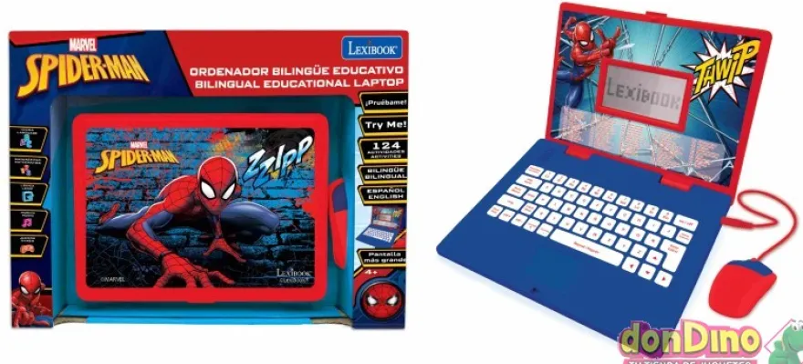 Ordenador portatil spider-man educativo bilingüe - 164 actividades