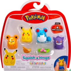 Pack 4 squish.a.longs pokemon squishmallows surtidos