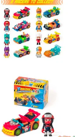 Pack t-racers serie fire & ice vehiculo + racer