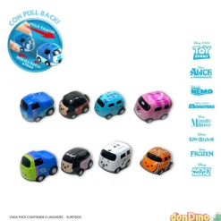 Pack 4 vehiculos mini cutes disney pull back