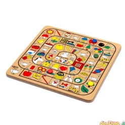 Parchis-oca madera caja metal 25,5x25,5x1 cm.