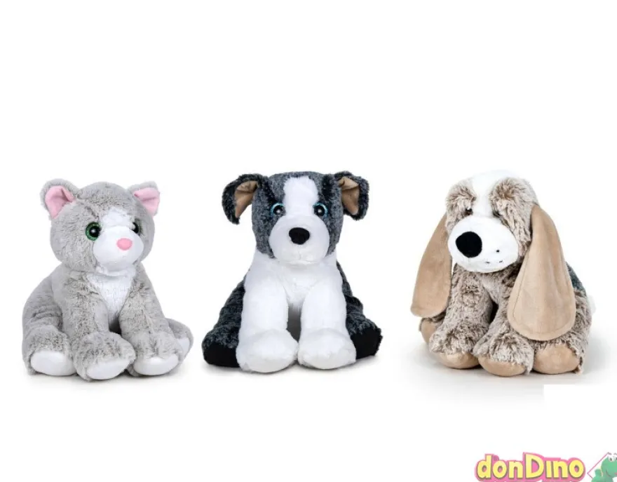 Peluche nature animales domesticos perrito y gatito 27cm