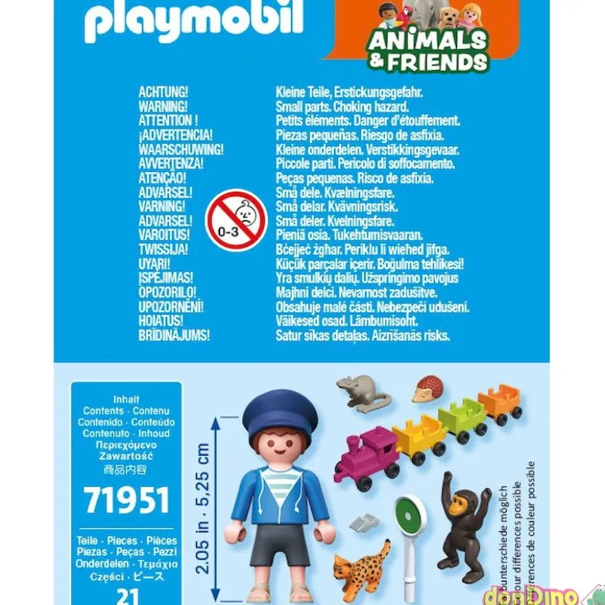 Pequeño viaje locomotora playmobil animal & friends - 21 pzas.