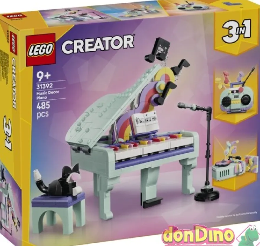 Piano musical decorativo con gato lego creator 3 en 1 - 485 pzas.
