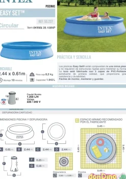 Piscina champiñon 244x61cm. 1942 l. con depuradora 220-240v - altura 46 cm.