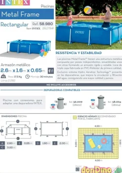 Piscina tubo rectang. 260x160x65 cm 2282 litros - altura 56 cm.