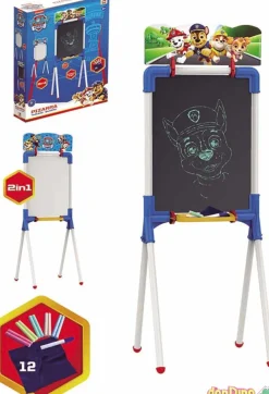Pizarra patrulla canina 2 en 1 reversible - con 12 accesorios