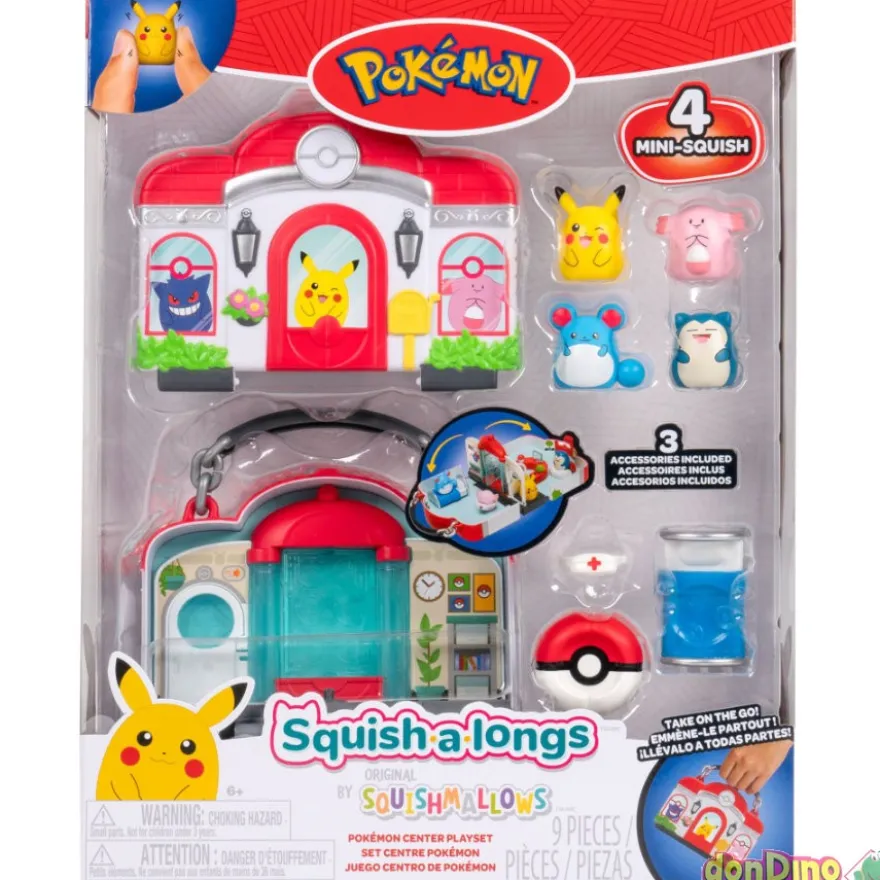 Playset squish.a.longs pokemon squishmallows - con 4 mini-squish