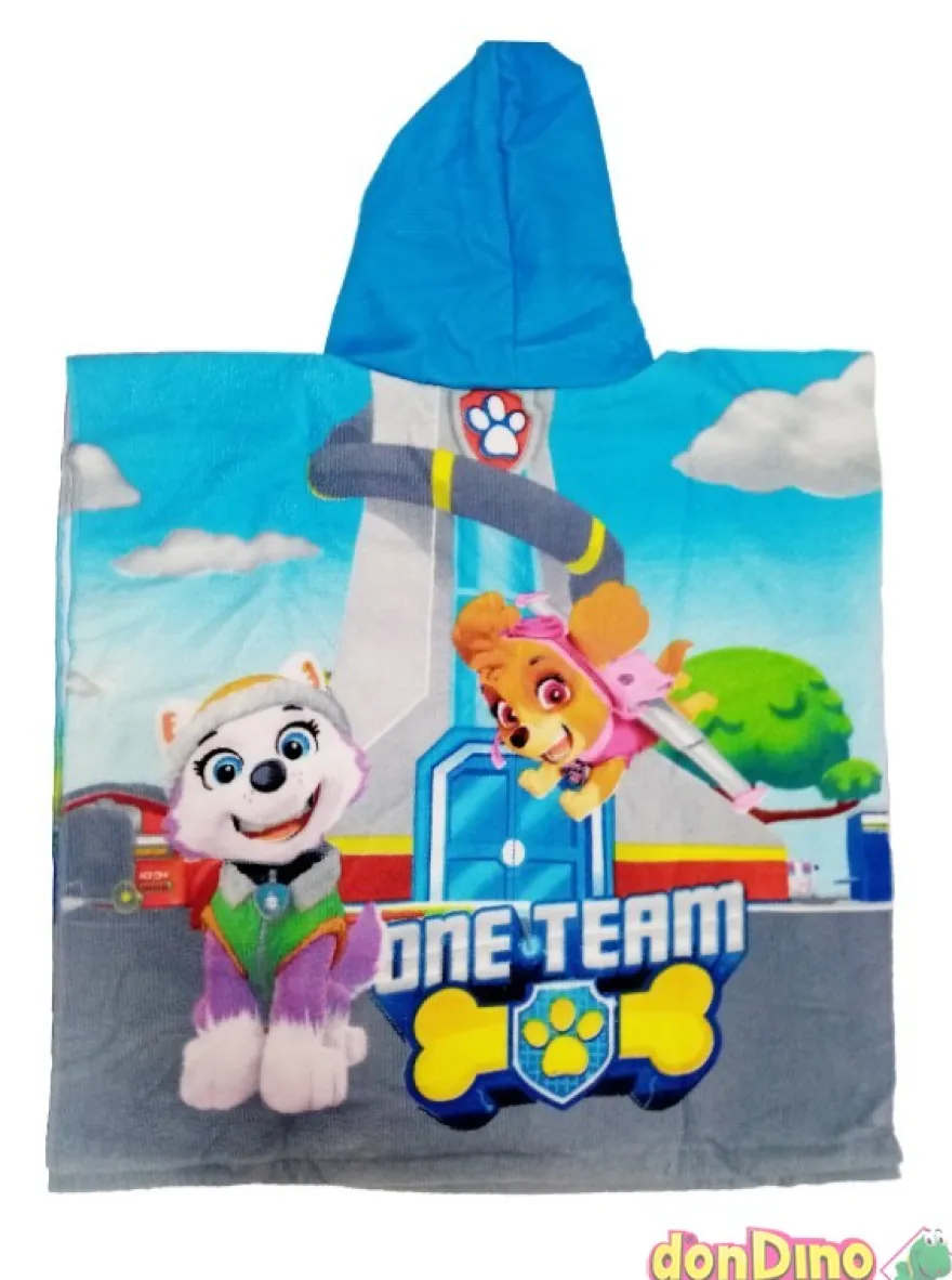 Poncho toalla patrulla canina 55x110 cm. 100% polyester