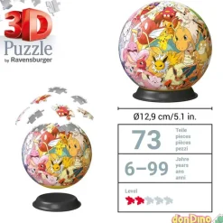 Puzzle 3d ball pokemon 73 pzas. 12,9 cm.