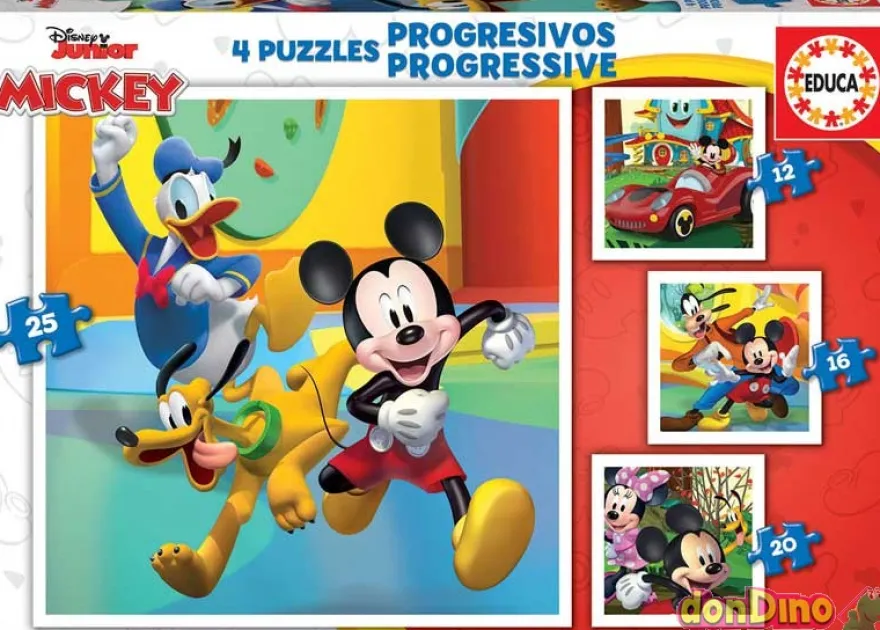 Puzzle progresivo mickey y amigos 12-16-20-25 pzas