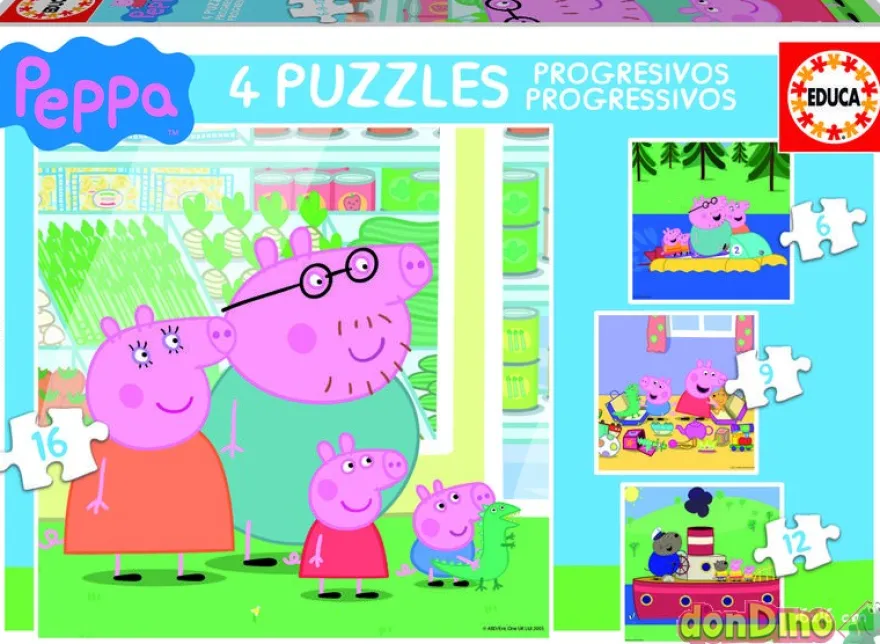 4 puzzles progresivos peppa pig 6-9-12-16
