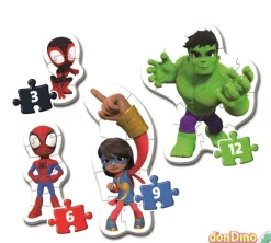 4 puzzles progresivos spidey marvel 3-6-9-12 pzas. - super color