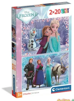 Puzzle 2x20 pzas. frozen disney supercolor