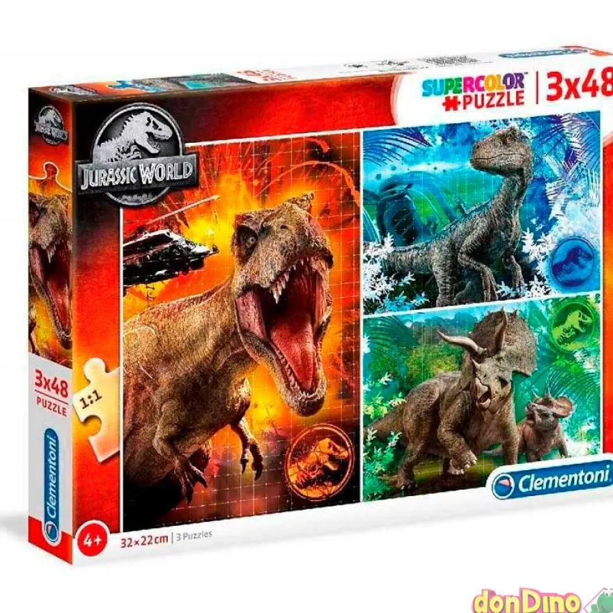 Puzzle 3x48 pzas. jurassic world supercolor