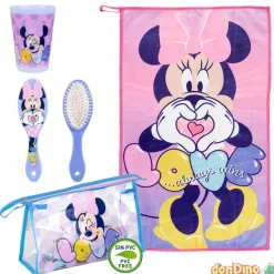 Set de viaje minnie mouse con vaso, cepillo y toalla