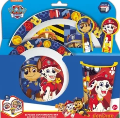 Set vajilla 5 pzas. patrulla canina microondas - plato,cuenco,vaso y set cubiertos