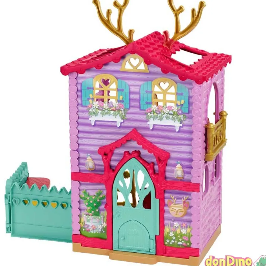 Supercasa del bosque enchantimals c/muñeca, animalito y 15 accesorios - 53 cm.